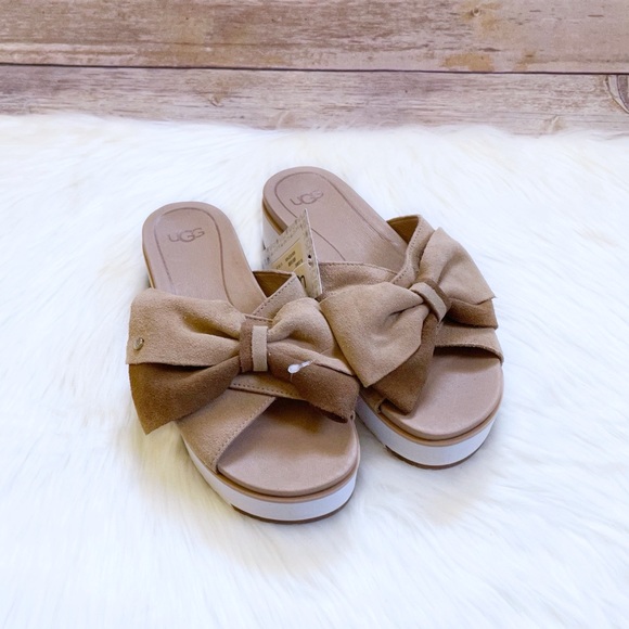 UGG Joanie Bronzer Suede Slip-On Platform Sandals - Picture 3 of 7
